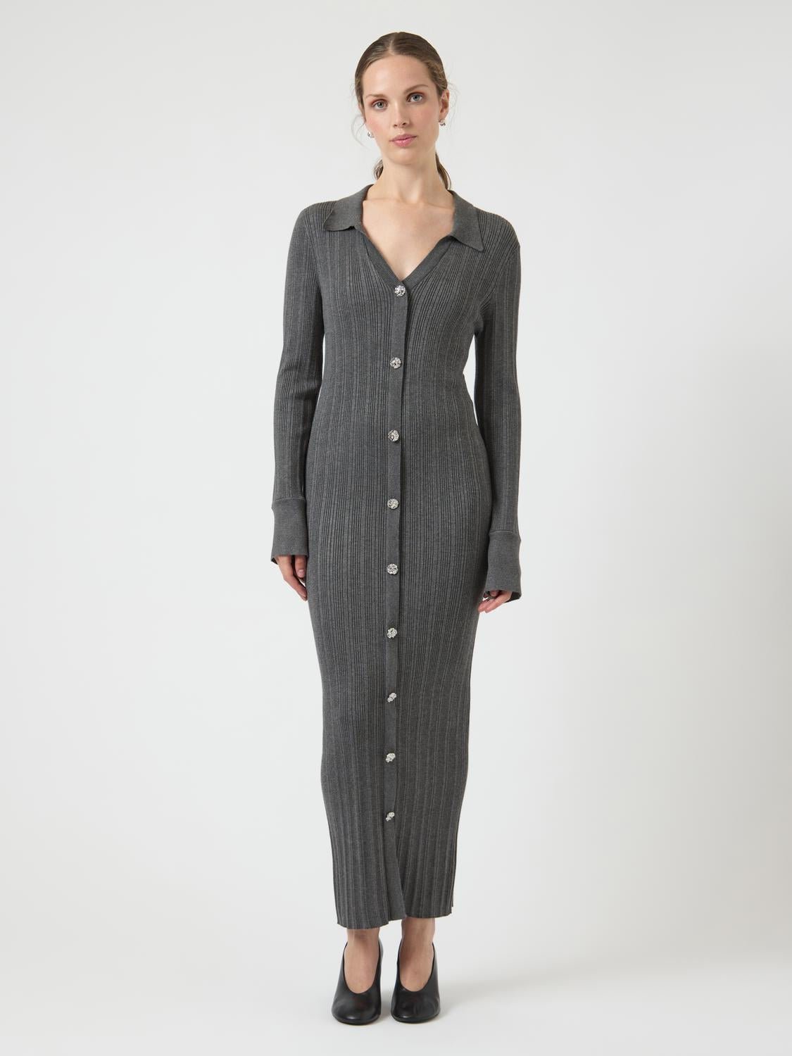 YASMIQLO Midi Dress - Dark Grey Melange - VERO MODA & VILA Bergvik