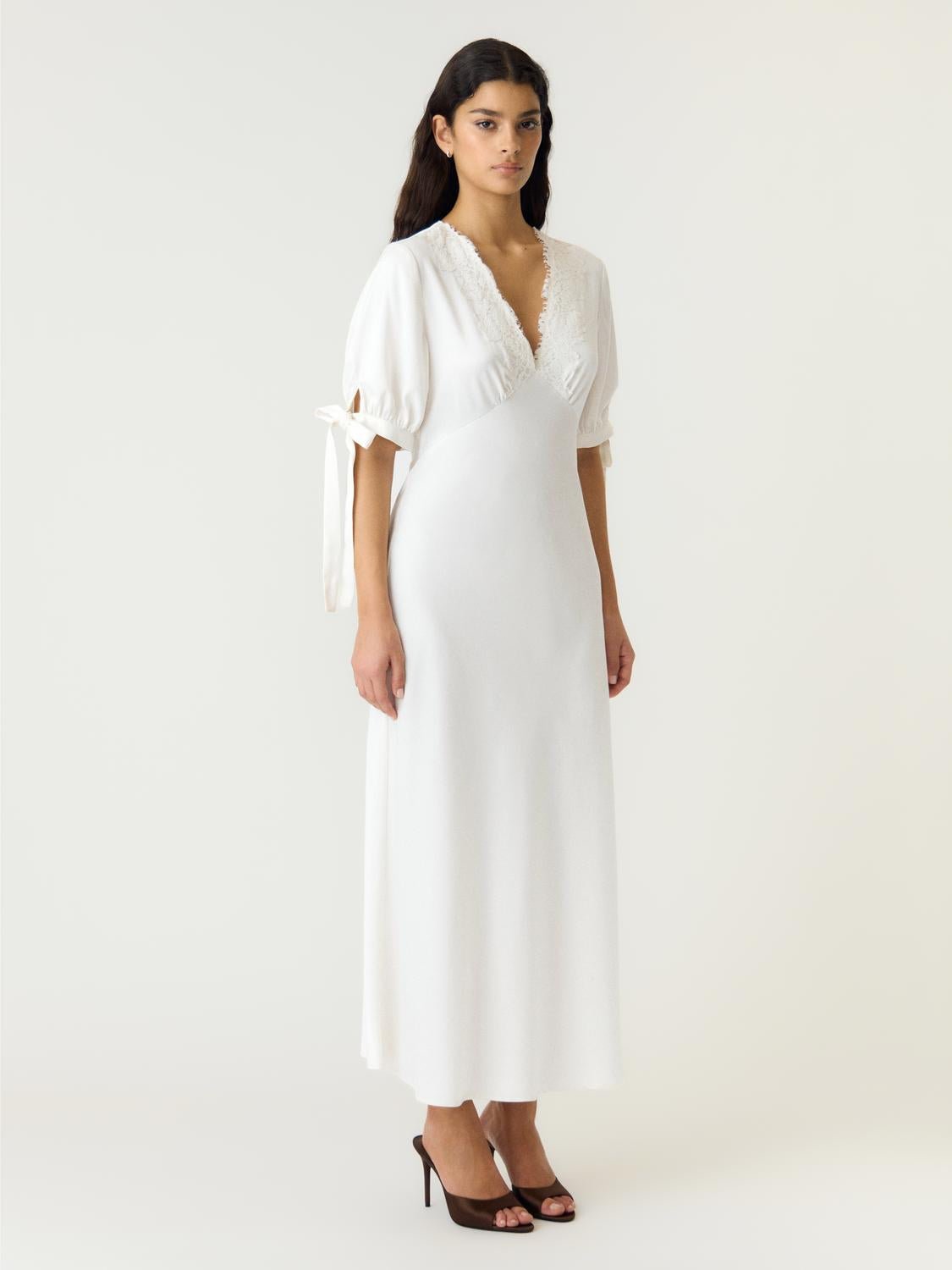YASPELLA Long Dress - Pristine - VERO MODA & VILA Bergvik