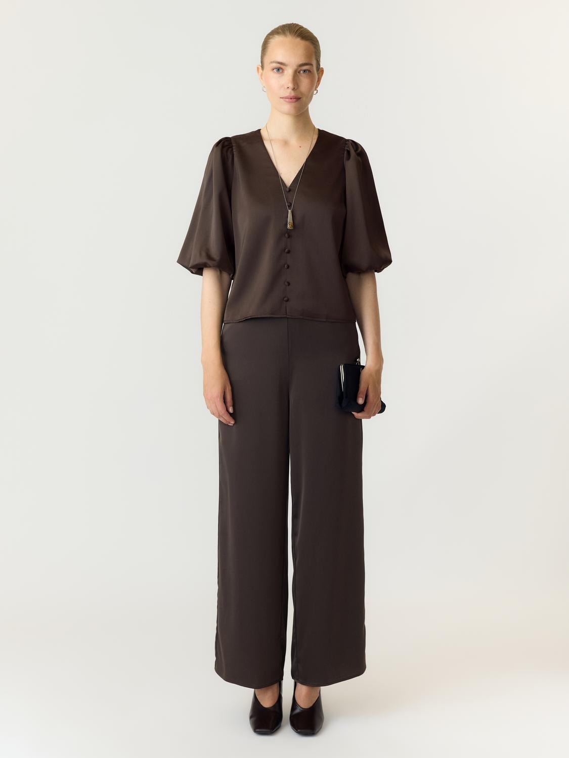 YASPELLA Top - Chocolate Brown - VERO MODA & VILA Bergvik