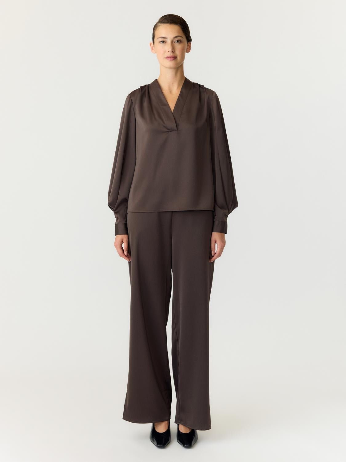 YASPELLA Trousers - Chocolate Brown - VERO MODA & VILA Bergvik