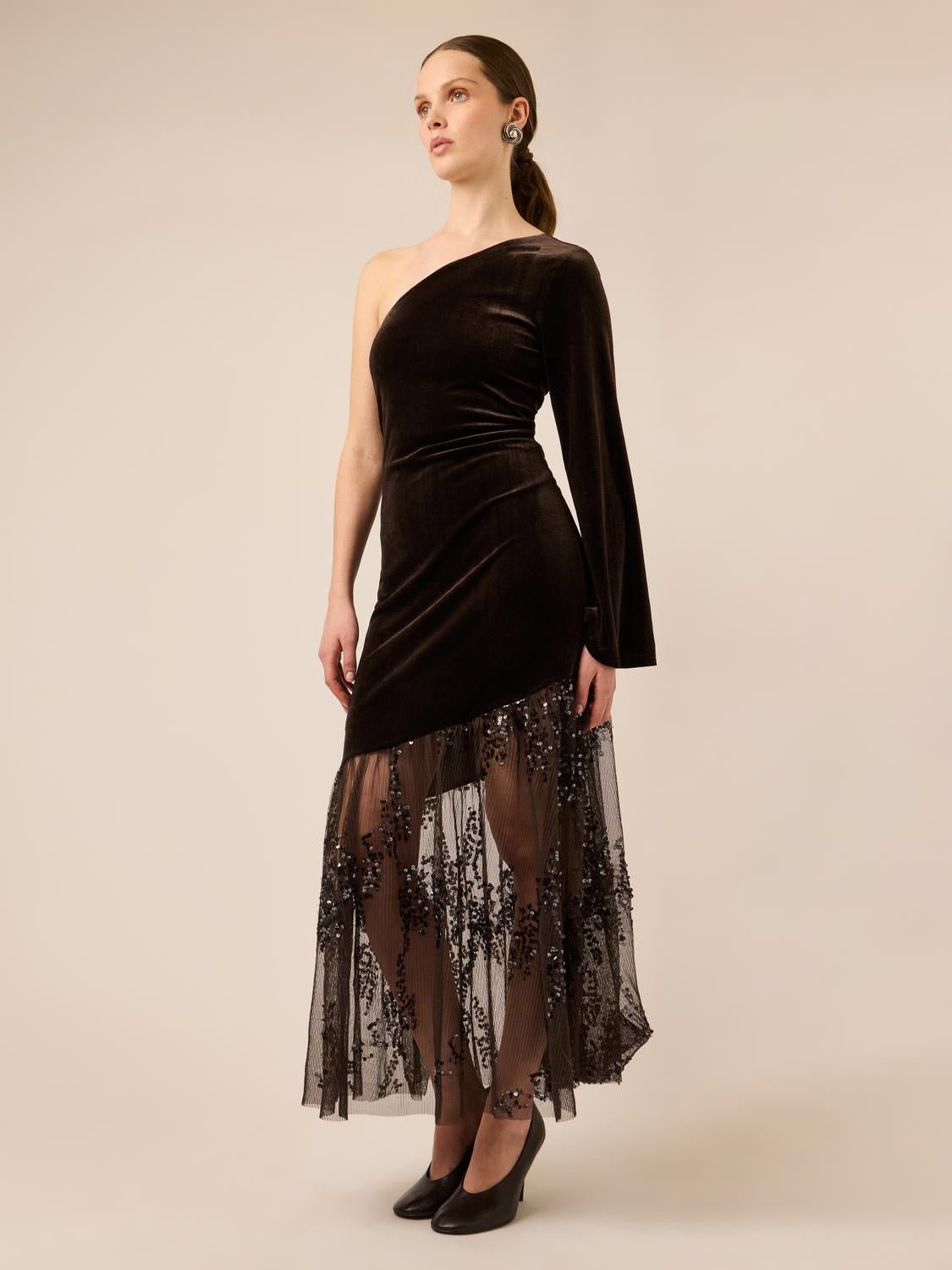 YASTERA Long Dress - Coffee Bean - VERO MODA & VILA Bergvik