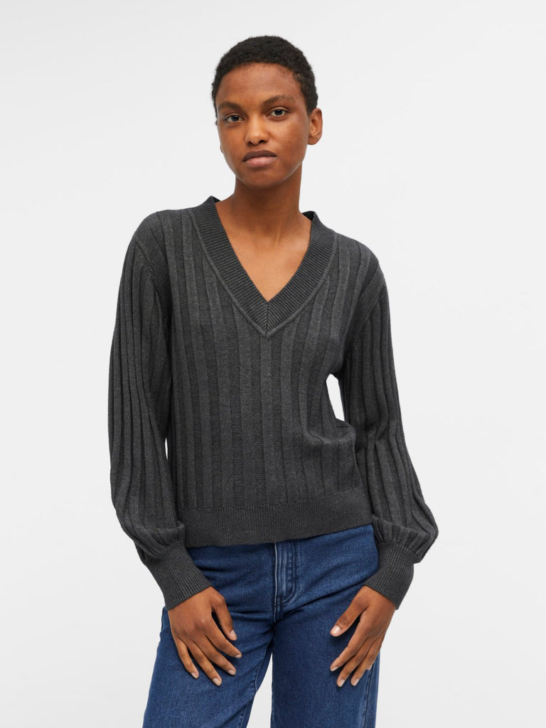 OBJALICE Pullover - Dark Grey Melange - VERO MODA & VILA Bergvik