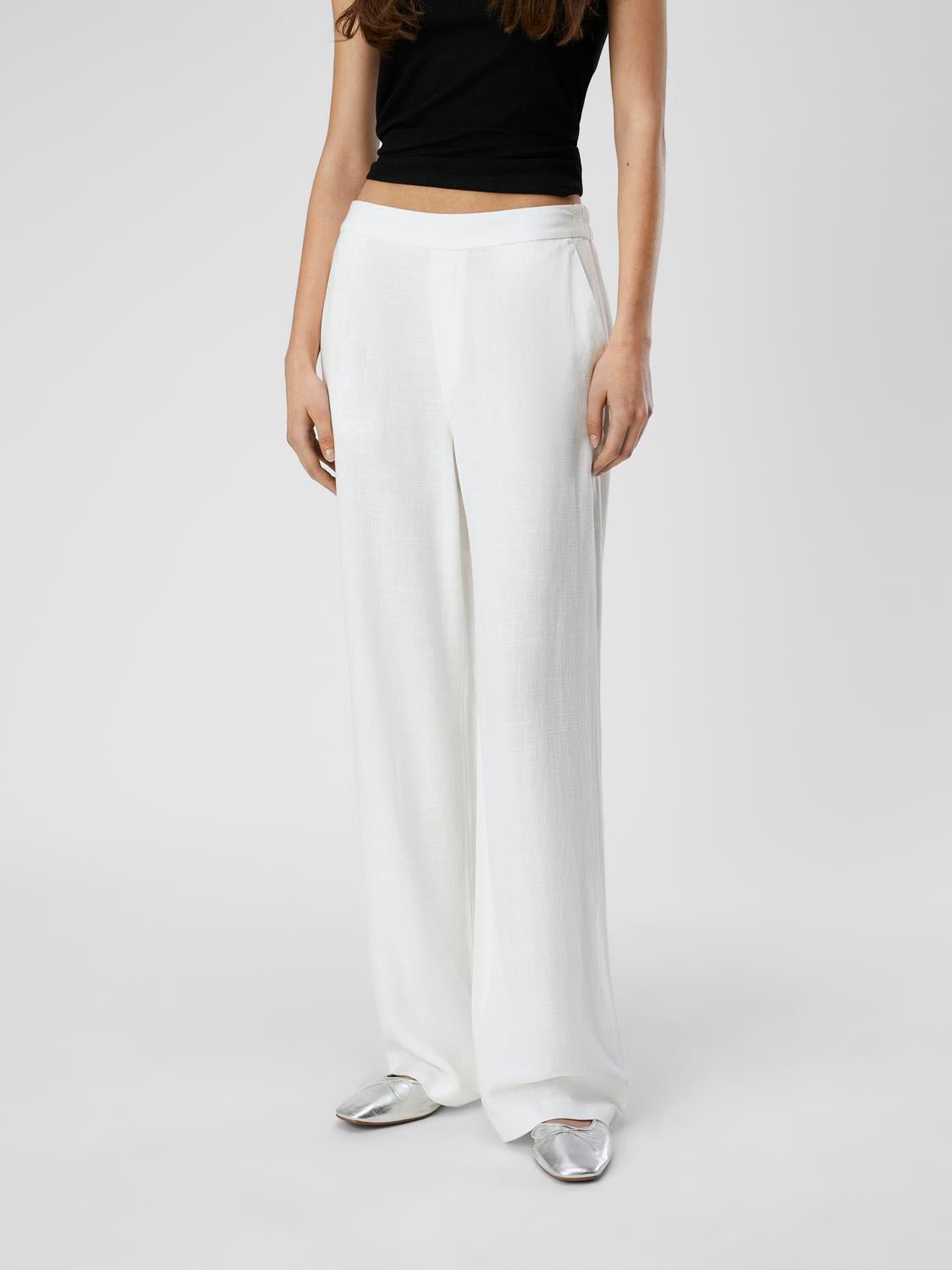 OBJSANNE Pants - Cloud Dancer - VERO MODA & VILA Bergvik