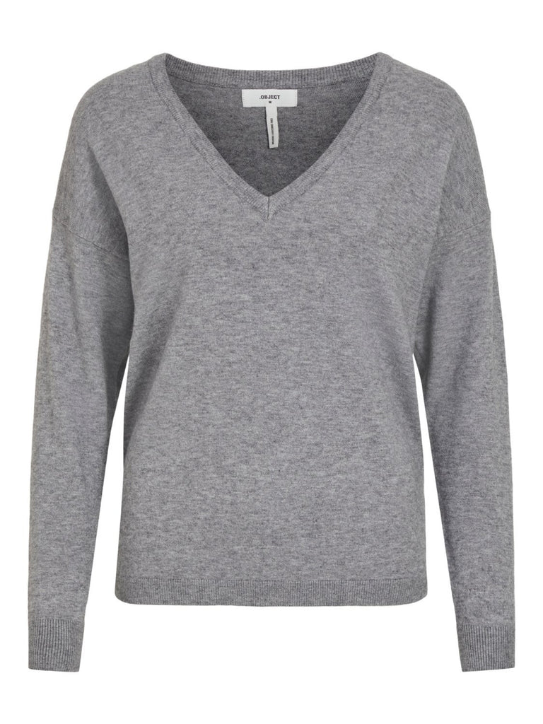 OBJTHESS Pullover - Medium Grey Melange - VERO MODA & VILA Bergvik