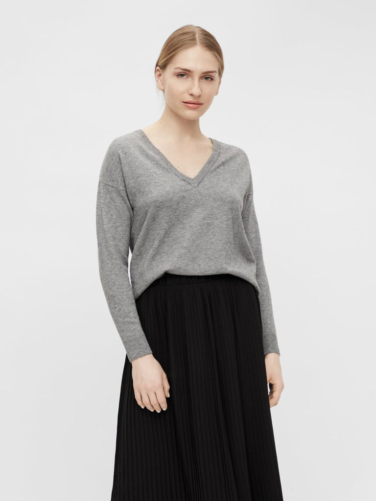 OBJTHESS Pullover - Medium Grey Melange - VERO MODA & VILA Bergvik