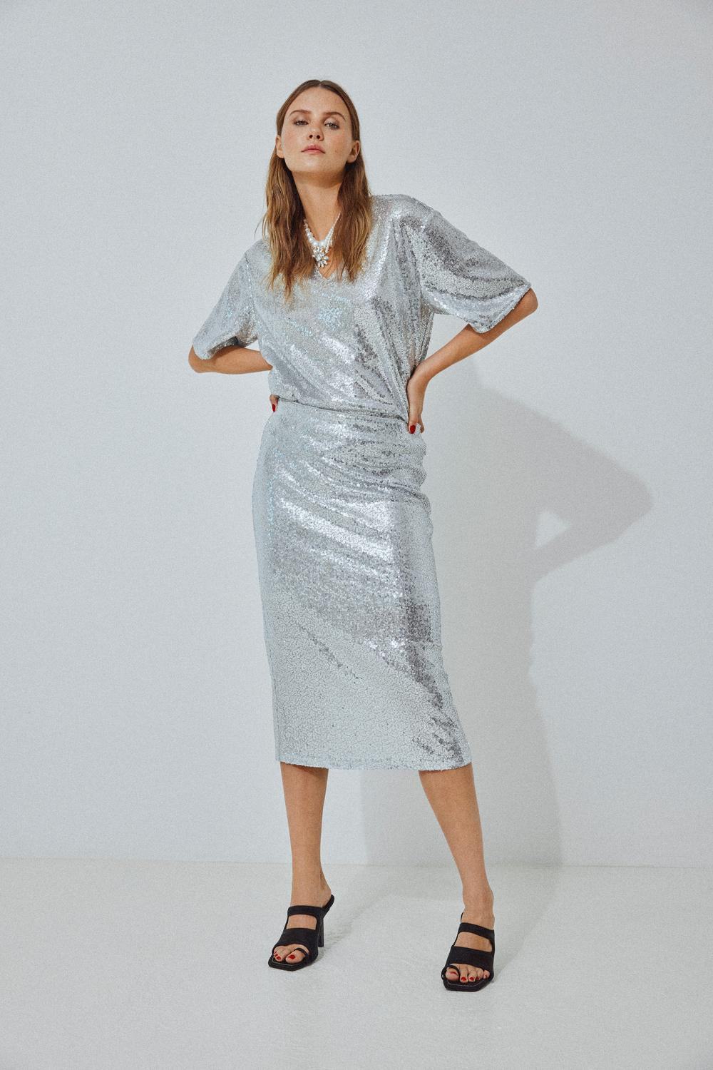 VISALA Skirt - Silver - VERO MODA & VILA Bergvik