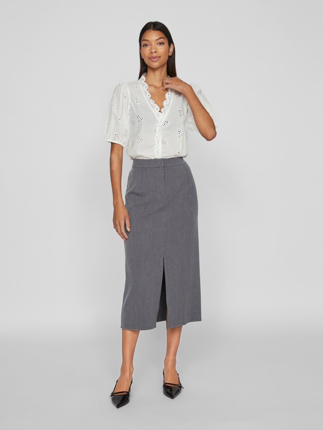 VIVARONE Skirt - Medium Grey Melange - VERO MODA & VILA Bergvik