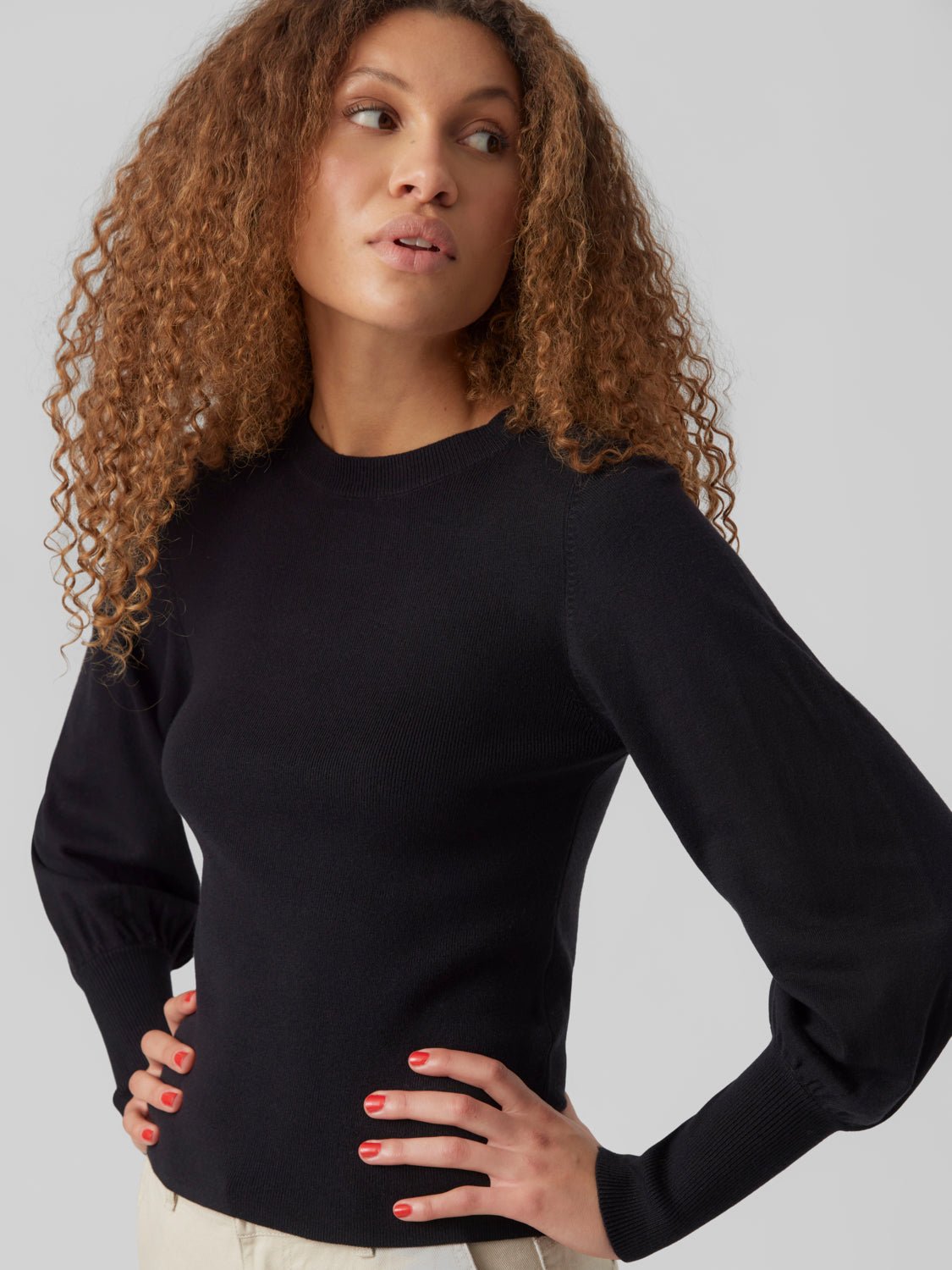 VMHOLLYKARISPUFF Pullover - Black - VERO MODA & VILA Bergvik